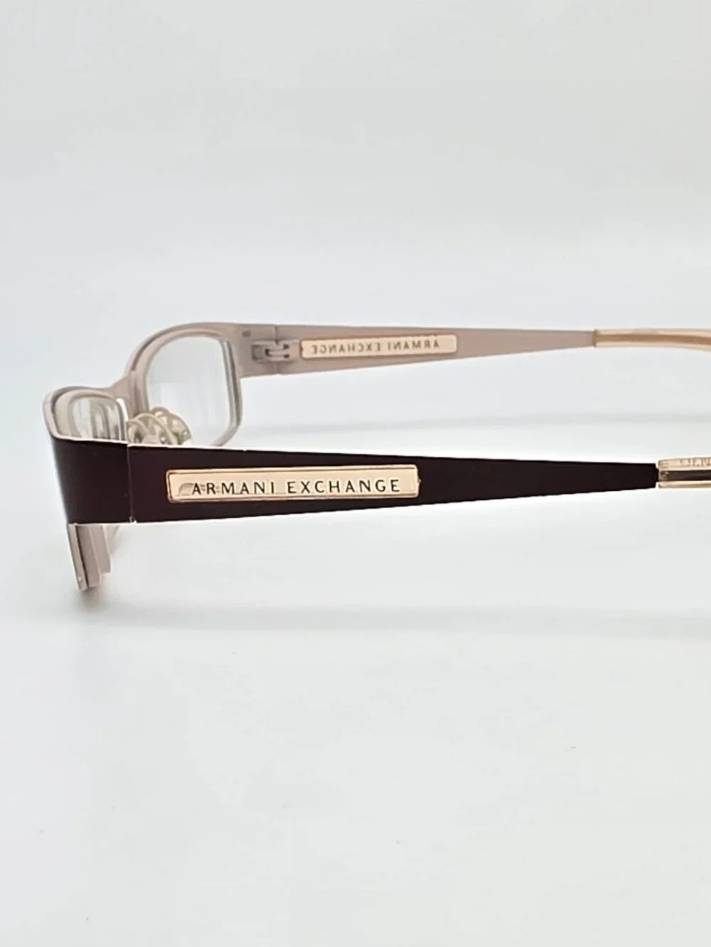 Armani Exchange AX218 Brown on Cream Rectangular Cat Eye Eyeglasses Frame w Case